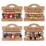 4Pcs Bohemian Glass Beads Bracelet Set For Women Stackable Bangle Female