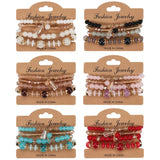 Bohemian Glass Beads Bracelet Set Tassel Charm Bangle Wristband Female Jewelry