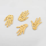 4Pcs Brass 18K Plated Tarot Style Charms Moon Eye Hamsa Hand Lucky Charm Pendant