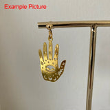 4Pcs Brass 18K Plated Tarot Style Charms Moon Eye Hamsa Hand Lucky Charm Pendant