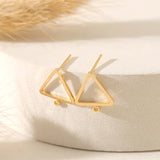 4Pcs Brass Plated Circle Post Earrings Triangle Stud For DIY Jewelry Making