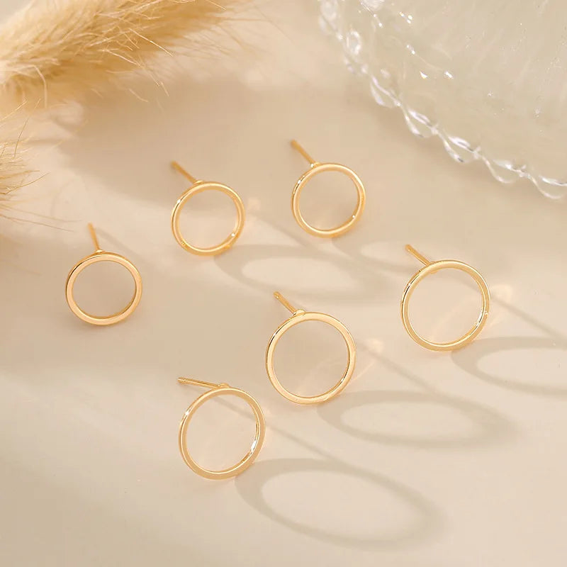 4Pcs Brass Plated Circle Post Earrings Triangle Stud For DIY Jewelry Making