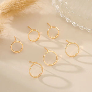 4Pcs Brass Plated Circle Post Earrings Triangle Stud For DIY Jewelry Making