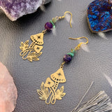 4Pcs Brass Mushroom Charms Moon Phases Star Pendants Diy Boho Jewelry