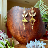 4Pcs Brass Mushroom Charms Moon Phases Star Pendants Diy Boho Jewelry