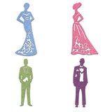 4Pcs Bride Groom Wedding Metal Cutting Dies Stencil Template