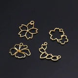 4Pcs Cherry Flowers Blank Frame Pendant Open Bezel Setting UV Resin Jewelry