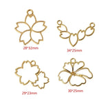 4Pcs Cherry Flowers Blank Frame Pendant Open Bezel Setting UV Resin Jewelry