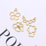 4Pcs Cherry Flowers Blank Frame Pendant Open Bezel Setting UV Resin Jewelry