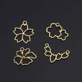 4Pcs Cherry Flowers Blank Frame Pendant Open Bezel Setting UV Resin Jewelry