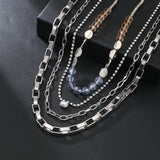 4Pcs Multilayer Crystal Choker Necklace Set Boho Wedding Jewelry