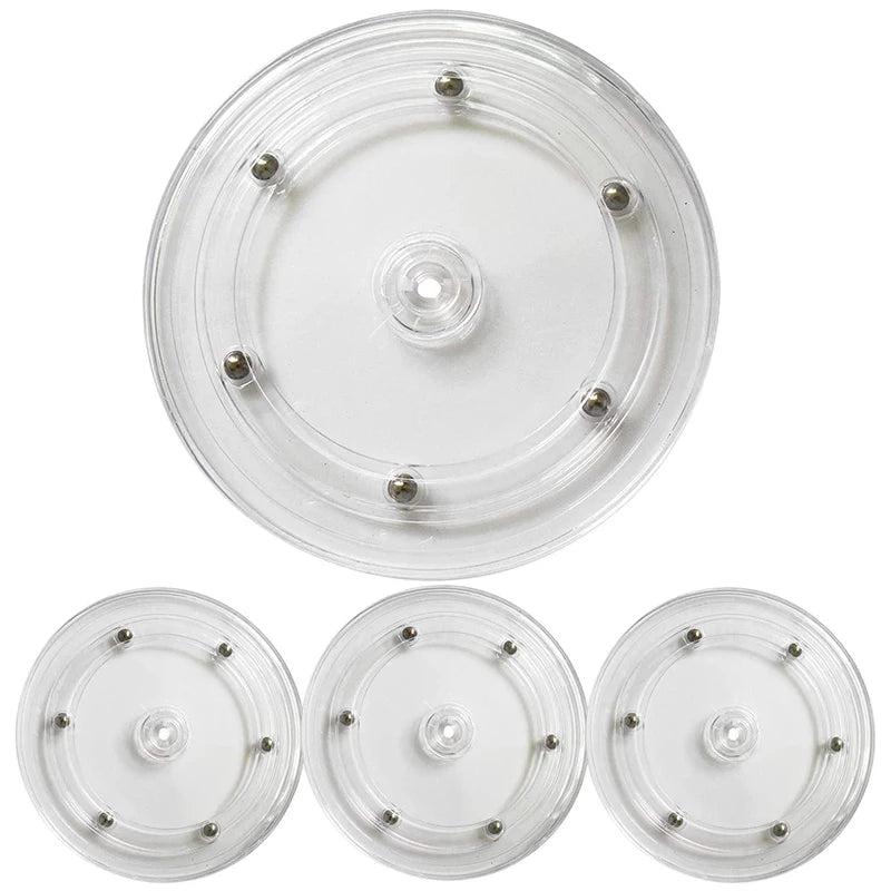 4Pcs 6 Inch Clear Lazy Susan Turntable Bearing Acrylic Swivel Organizer Base