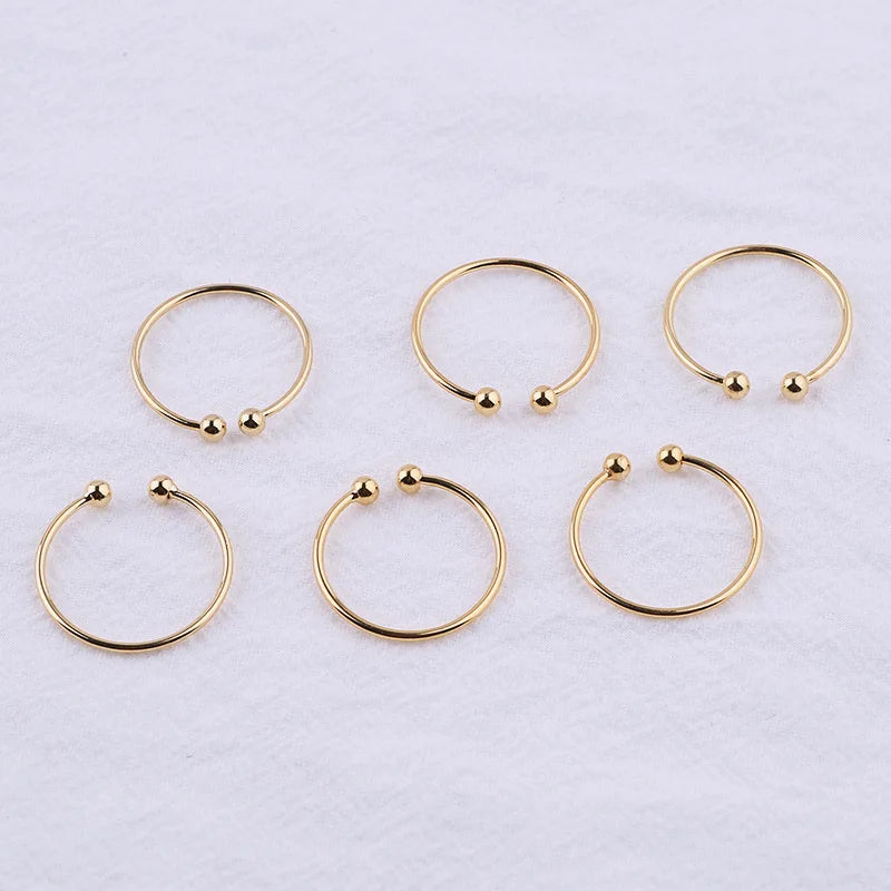 4Pcs Adjustable 18K Copper Flat Circle Bezel Ring Base for DIY Ring Jewelry