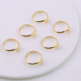 4Pcs Adjustable 18K Copper Flat Circle Bezel Ring Base for DIY Ring Jewelry