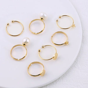 4Pcs Adjustable 18K Copper Flat Circle Bezel Ring Base for DIY Ring Jewelry