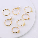 4Pcs Adjustable 18K Copper Flat Circle Bezel Ring Base for DIY Ring Jewelry