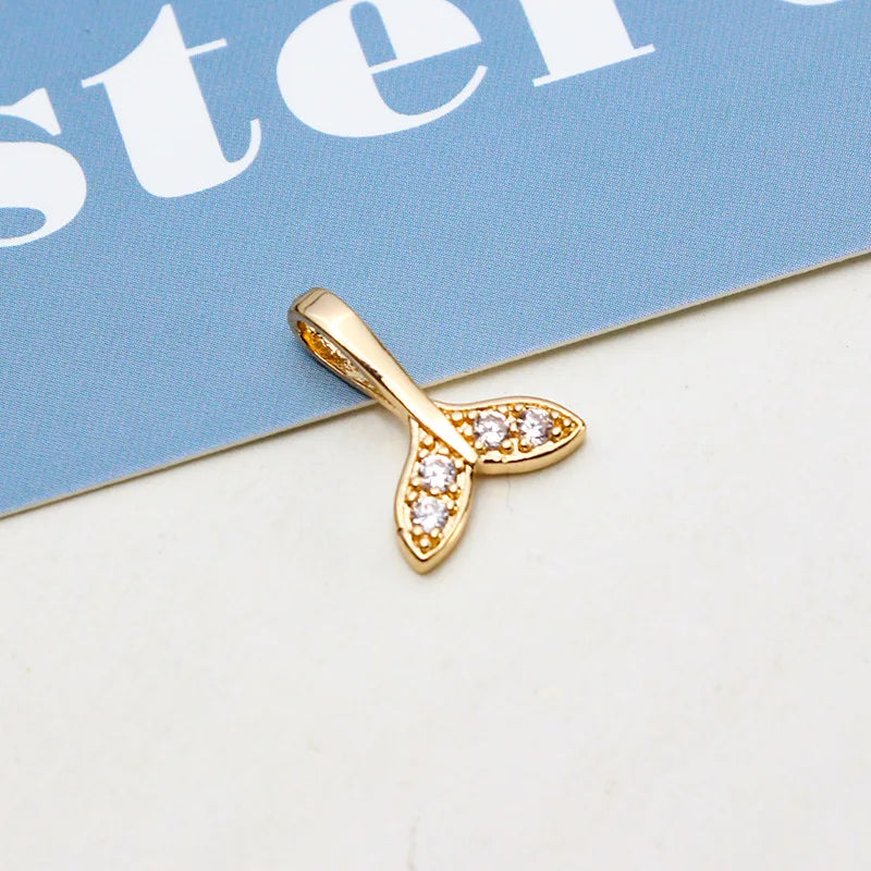 4Pcs Copper Plated Animal Charms with CZ for DIY Jewelry Making