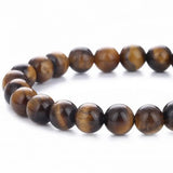 4Pcs Couples Tiger Eye Bracelets Natural Stones Elastic Stress Relief