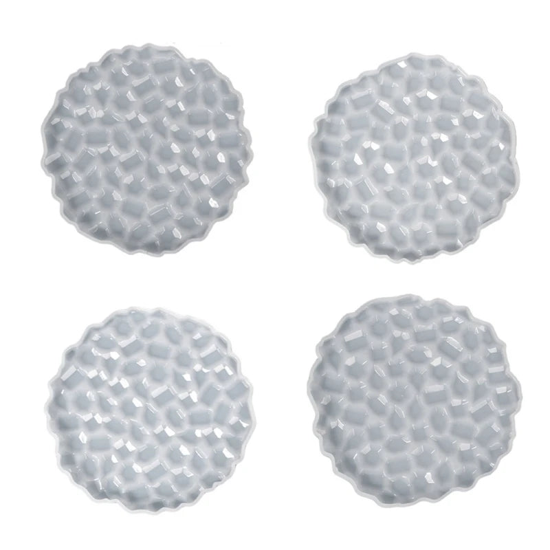 4Pcs Crystal Epoxy Diamonds Coaster Mirror Silicone Mold for Resin Casting