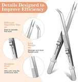 4Pcs Curved Pointy Tweezers Angled for Crafts Electronics Jewelry Making
