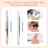 4Pcs Curved Pointy Tweezers Angled for Crafts Electronics Jewelry Making