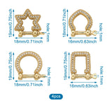 4Pcs Brass CZ Star Oval Rectangle Clasps Bracelet Jewelry Findings