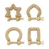 4Pcs Brass CZ Star Oval Rectangle Clasps Bracelet Jewelry Findings