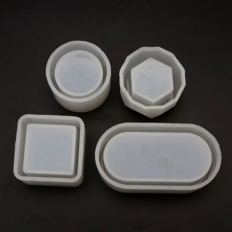 4Pcs DIY Flower Pot Storage Silicone Molds Kit for Resin Crafts