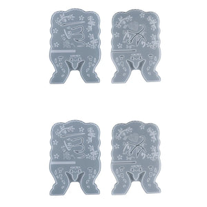 4Pcs Crystal Epoxy Mould Hollow Out Reading Folding Bookshelf Table Ornament