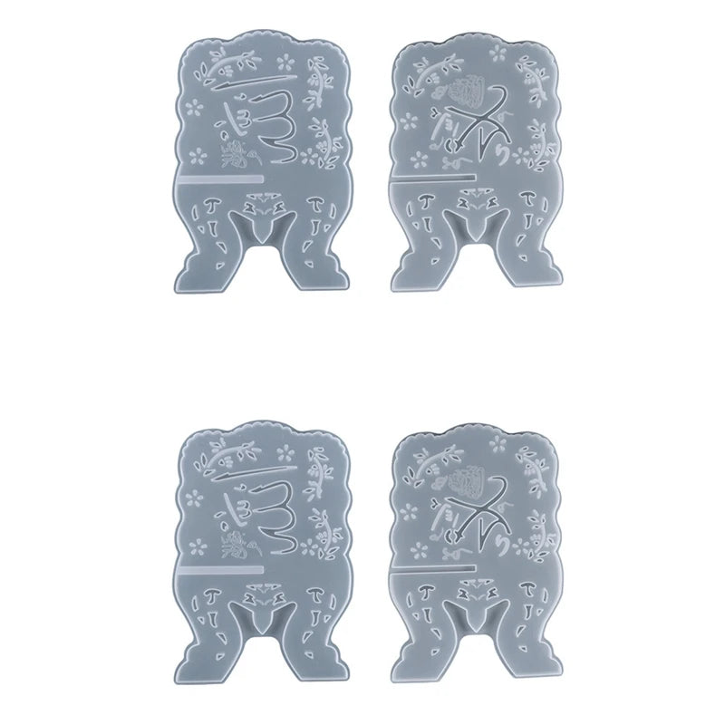 4Pcs Crystal Epoxy Mould Bookshelf Table Ornament Silicone Mould