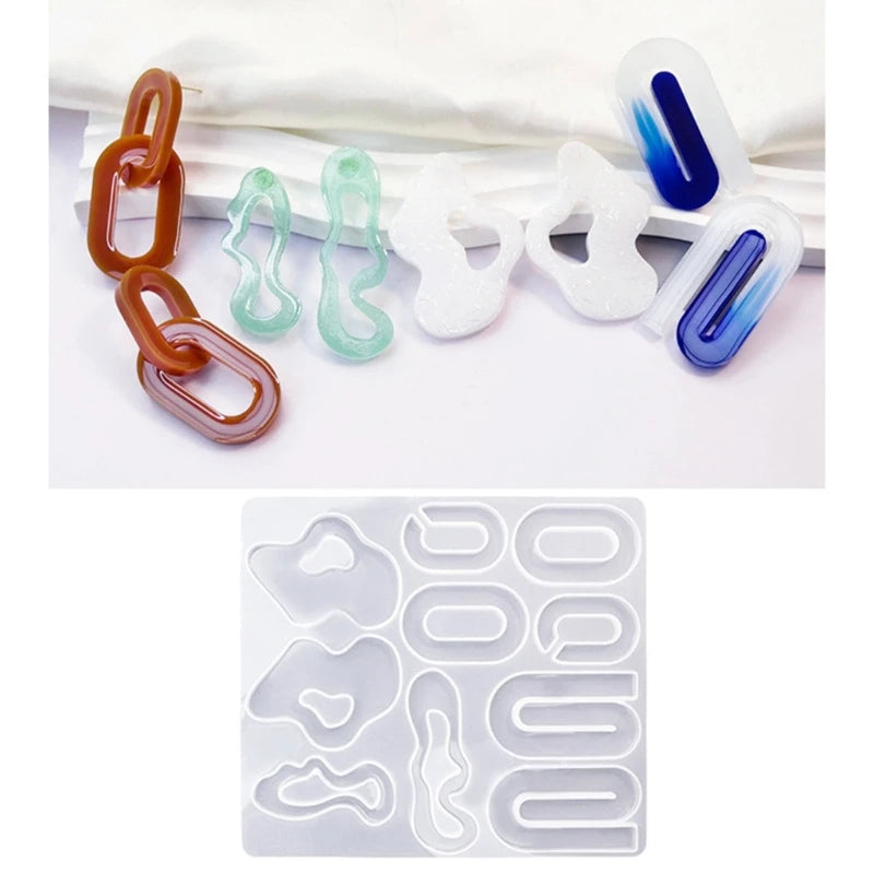 4Pcs Crystal Epoxy Earrings Jewelry Molds Irregular Mirror Silicone Mold