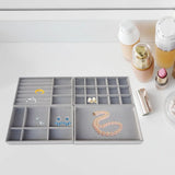 4Pcs Earrings Display Trays Velvet Organizer Box