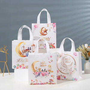4Pcs Eid Mubarak Nonwoven Gift Bags Ramadan Kareem Packaging
