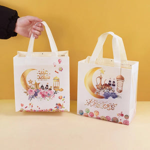4Pcs Eid Mubarak Nonwoven Gift Bags Ramadan Kareem Cookie Candy Packaging Bag