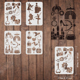 4Pcs Fantasy Stencils Template Unicorns Castles Drawing Painting Stencils