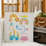 4Pcs Fantasy Stencils Template Unicorns Castles Drawing Painting Stencils