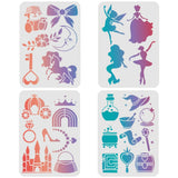 4Pcs Fantasy Stencils Template Unicorns Castles Drawing Painting Stencils