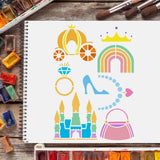 4Pcs Fantasy Stencils Template Unicorns Castles Drawing Painting Stencils