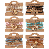 Butterfly Charm Bracelet Set Crystal Beads Chain Bangle Female Jewelry