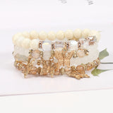 4Pcs Butterfly Charm Bracelet Set Crystal Beads Chain Bangle Female Jewelry