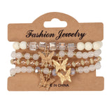 4Pcs Butterfly Charm Bracelet Set Crystal Beads Chain Bangle Female Jewelry
