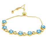 4Pcs Rainbow Enamel Star Evil Eye CZ Tennis Chain Bracelets
