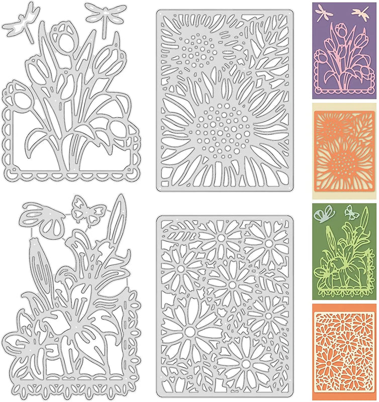 4Pcs Flower Border Frame Metal Cutting Dies for Card Scrapbooking Craft