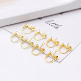 4Pcs Plated Brass Hoop Clip-on Earring Mountings Settings