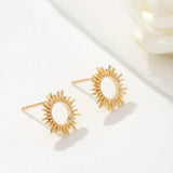 4Pcs Plated Brass Sun Ear Stud Sunshine Celestial Sunburst Earrings