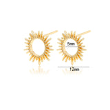 4Pcs Plated Brass Sun Ear Stud Sunshine Celestial Sunburst Earrings