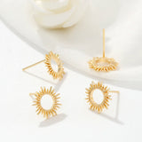 4Pcs Plated Brass Sun Ear Stud Sunshine Celestial Sunburst Earrings