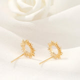 4Pcs Plated Brass Sun Ear Stud Sunshine Celestial Sunburst Earrings