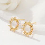 4Pcs Plated Brass Sun Ear Stud Sunshine Celestial Sunburst Earrings