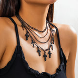 Goth Cross Jesus Tassel Choker Necklace Punk Metal Clavicle Chain